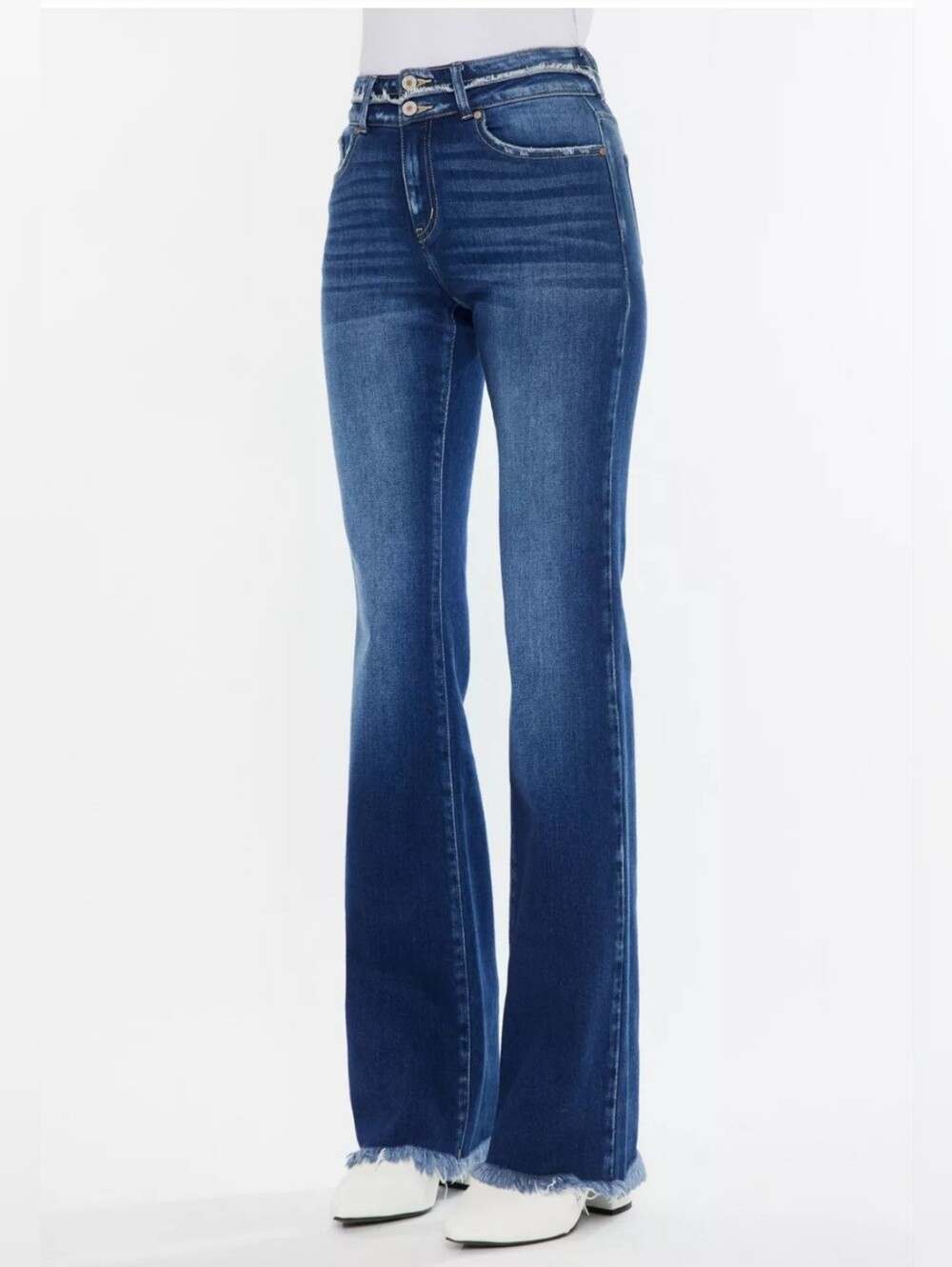 Women's KanCan High Rise Curvy Double Button Bootcut Jeans Size 26